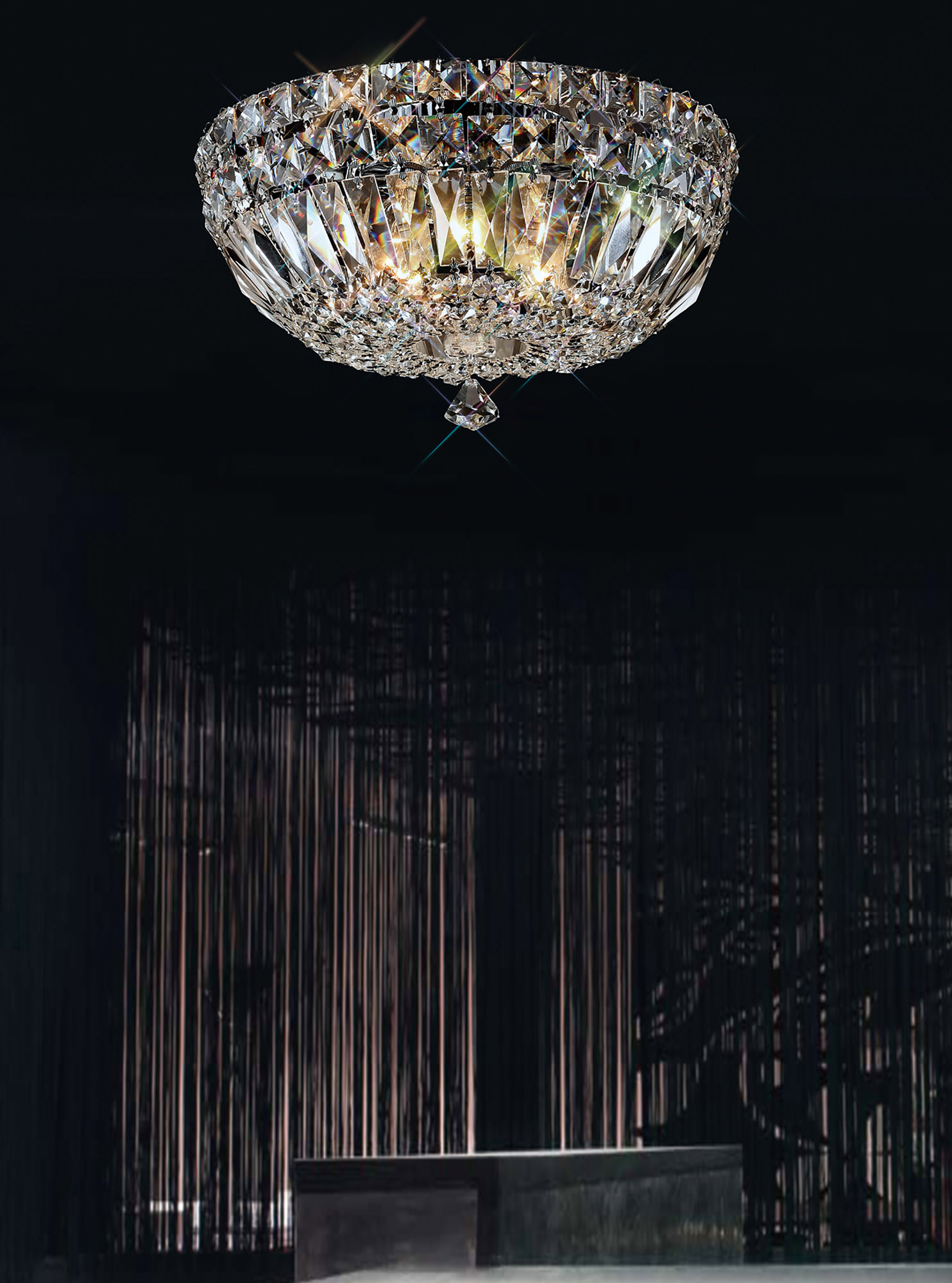 Georgina Crystal Ceiling Lights Diyas Flush Crystal Fittings